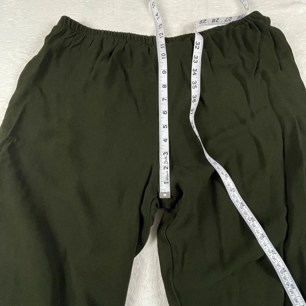 Dinah Lee Womens 1X Rayon Georgette 2 Piece Pant Set Olive Green Black Lagenlook